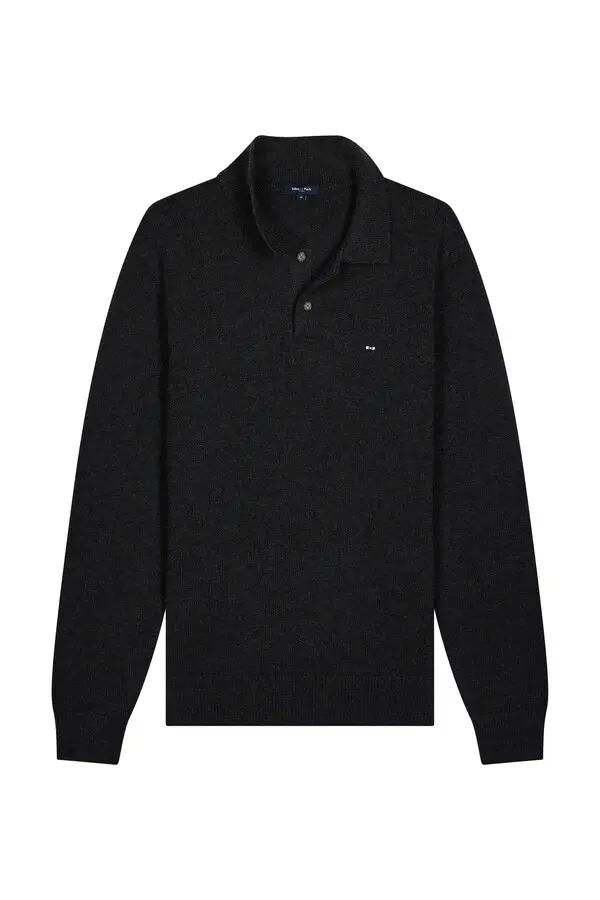 Wool and Cotton Thick Sweater with Collar