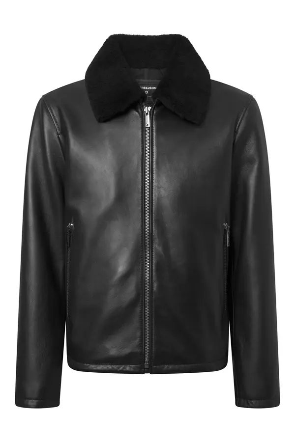 Monty Leather Jacket with Turn-down collar in lambskin