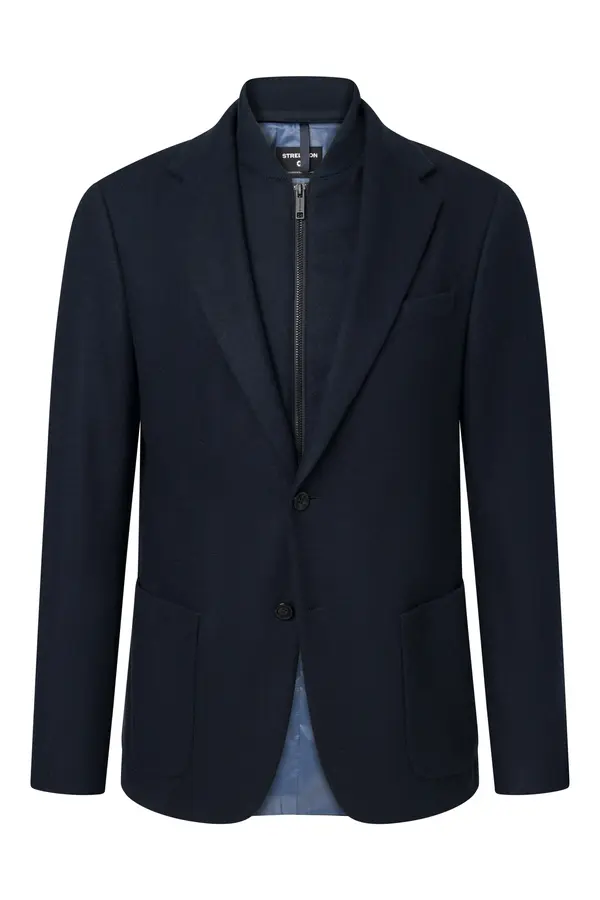 Zip-Insert Wool Blend Hybrid Blazer