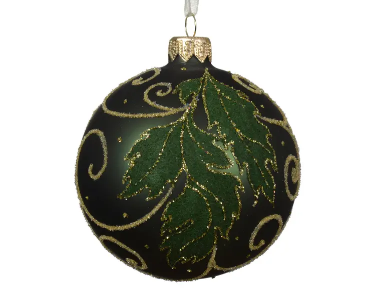 Bauble Glass Matt Flock Leaf Image