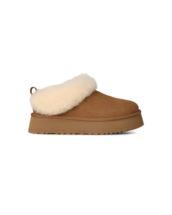 Tazelle Platform Slipper with Curly Sheepskin Cuff