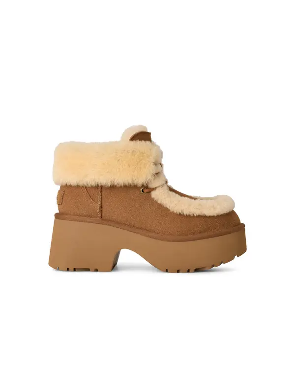 Esmee Lace Up Maxi Platform Boots with Sheepskin Cuff