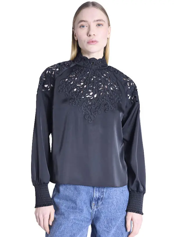 High Neck Blouse with Embroidery Image