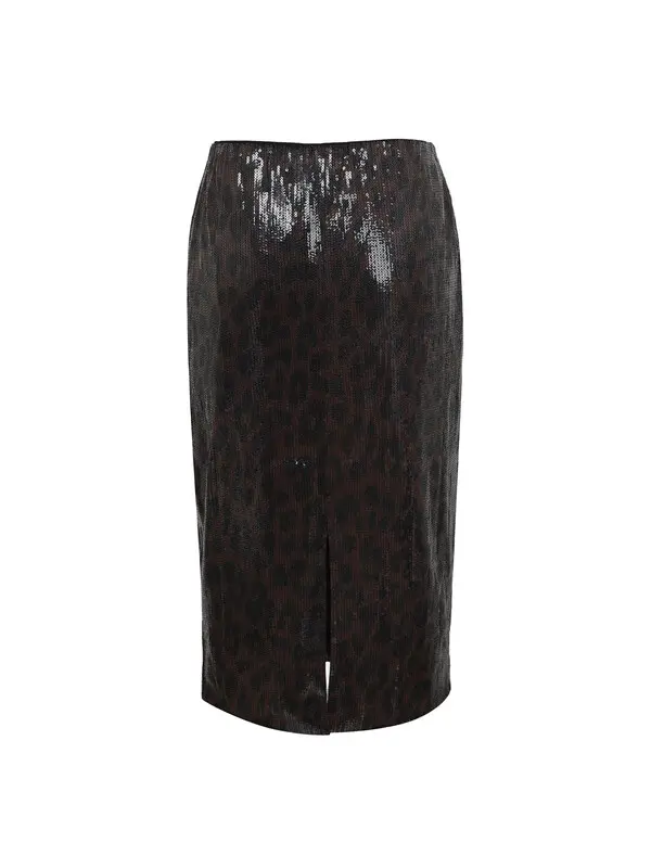 Leopard Print Midi Skirt with Sequins Image