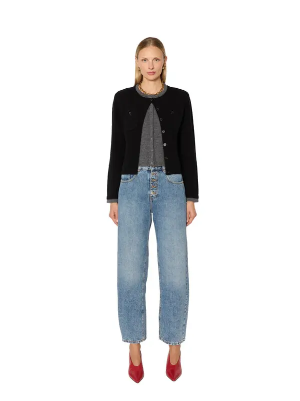 Mid-rise Wide-leg Jeans with Button Fly