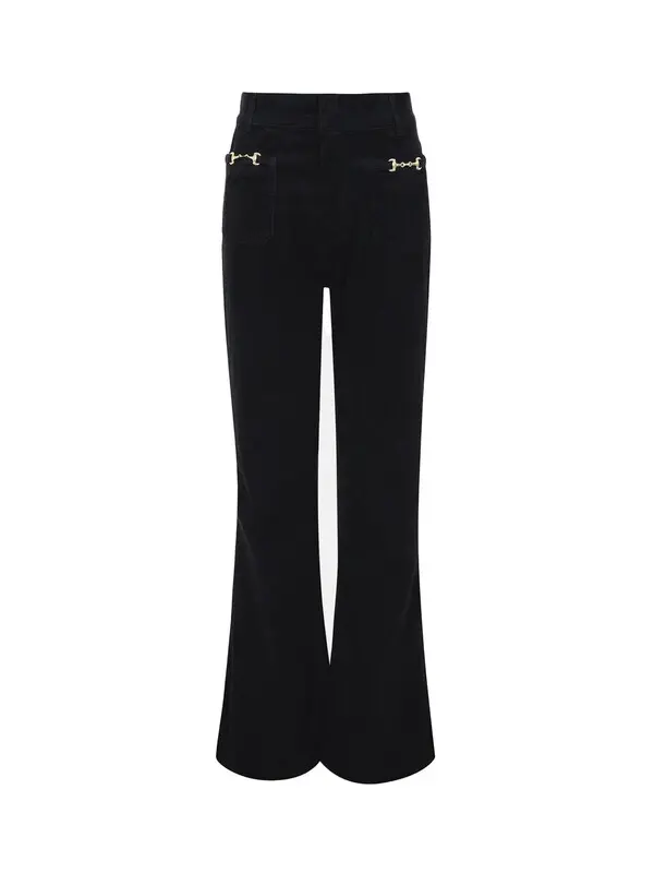 Velvet Flared Jeans with Patch Pockets Image