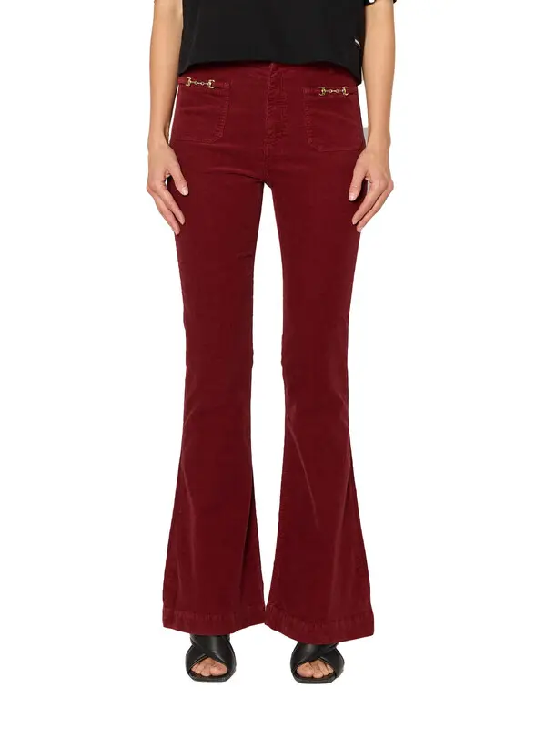 Velvet Flared Jeans with Patch Pockets