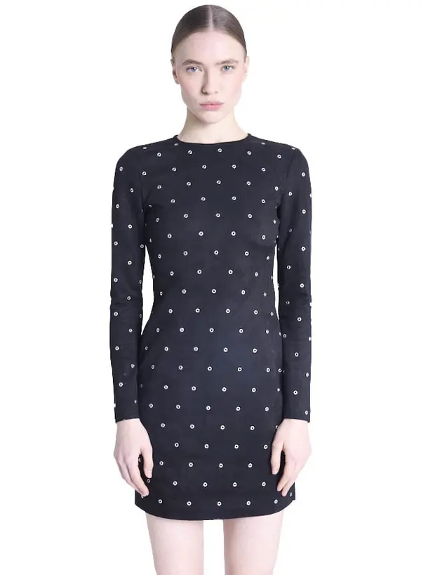 Suede Mini Dress with Eyelet Detail Image
