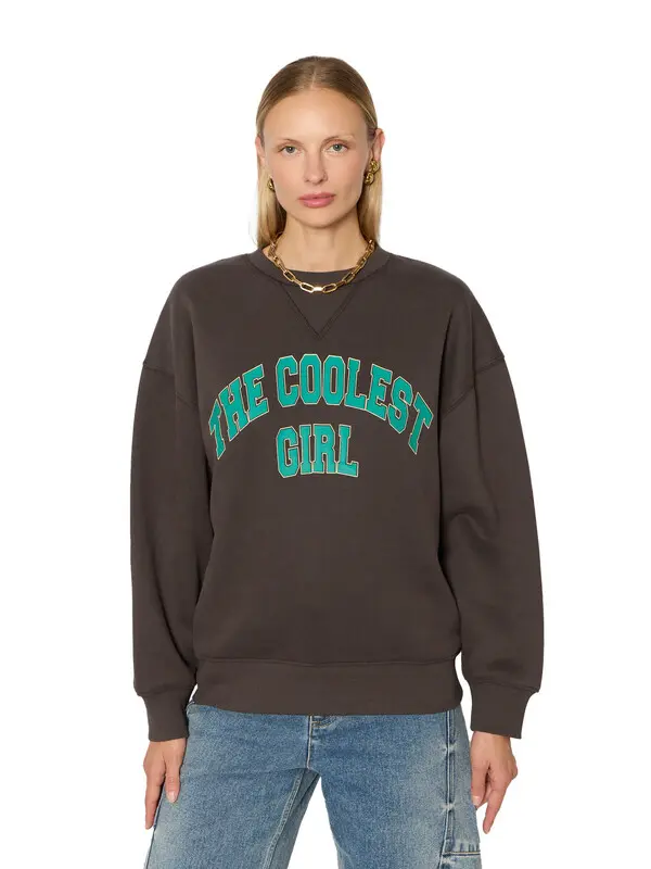 Oversized Sweatshirt with "The Coolest Girl" Print Image