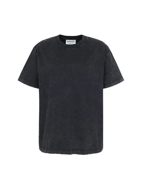 Rouns-neck Short Sleeves T-shirt with Rhinestone Wings and Print Image