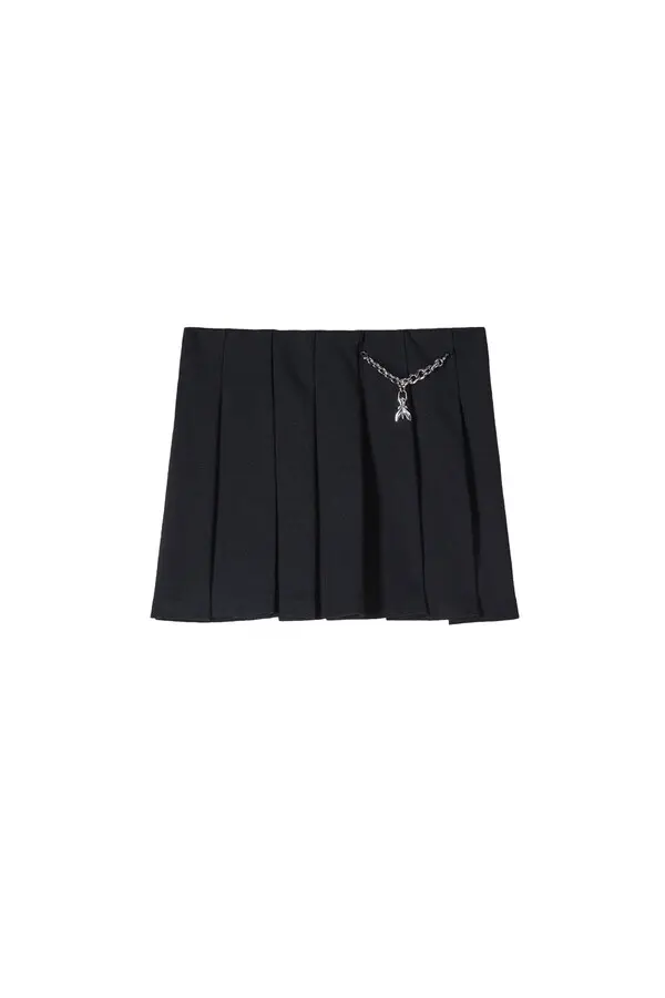 Pleated Mini-Skirt with Chain Accent