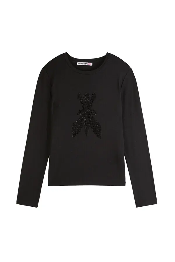 Regular Fit Long Sleeve Top with Embellished Logo