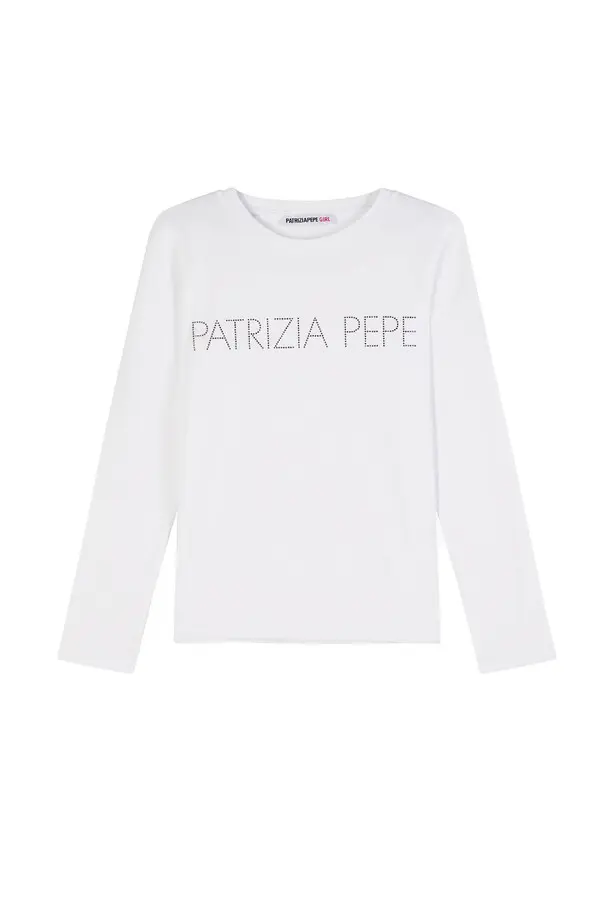 Long-Sleeve T-shirt with Rhinestone Logo