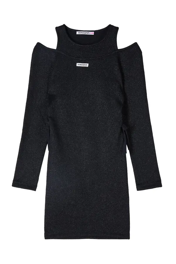 Long-Sleeve Sparkle Mini-Dress with Shoulder Cutouts