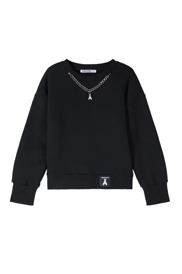 Crewneck Sweatshirt with Fly Charm Necklace