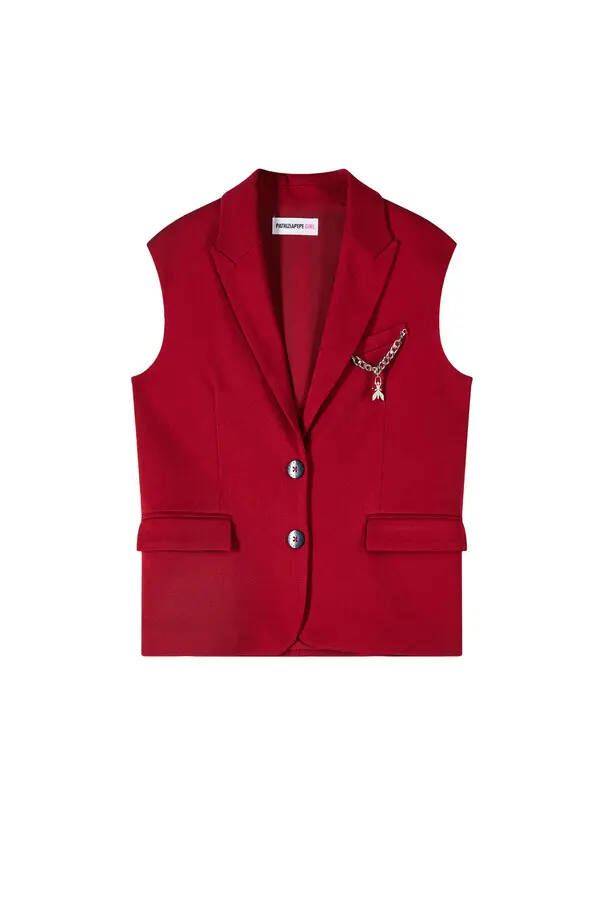 Tailored Sleeveless Blazer Vest with Chain Detail