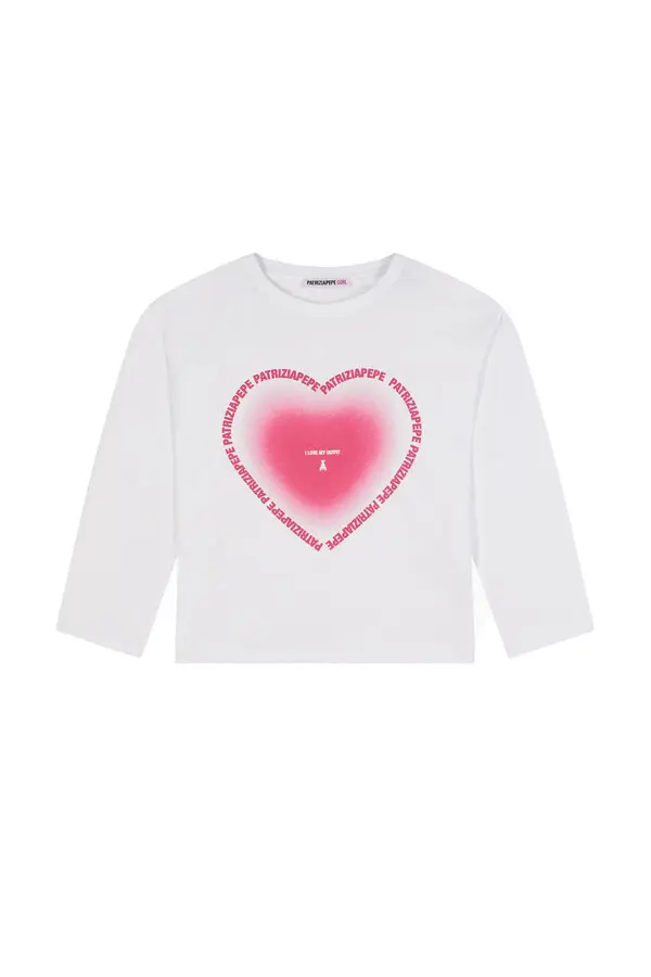 Long-sleeve T-shirt with a Heart-shaped Logo Print.