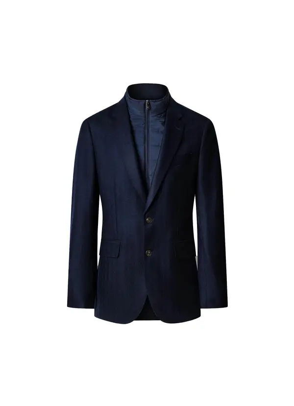 Wool Herringbone Flannel Blazer With Bib Image