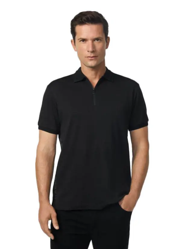 Short Sleeve Zip-Neck Sport Polo Image
