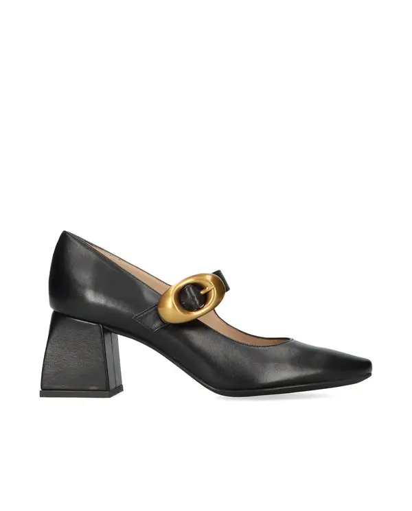 Leather Mary Jane Pump with Sculptural Buckle