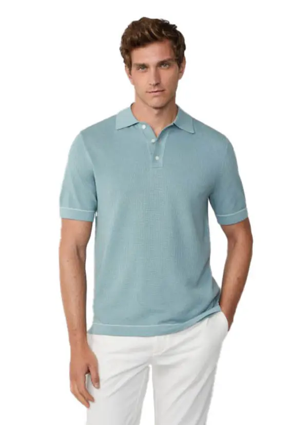 Textured Knit Polo Image