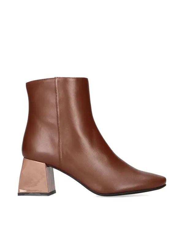 Leather Ankle Boots with Statement Block Heel