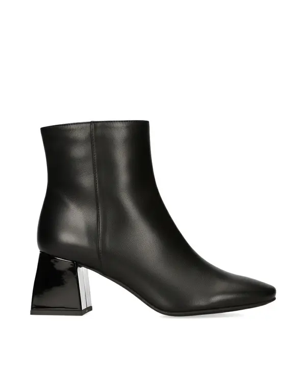 Block Heel Leather Ankle Boots