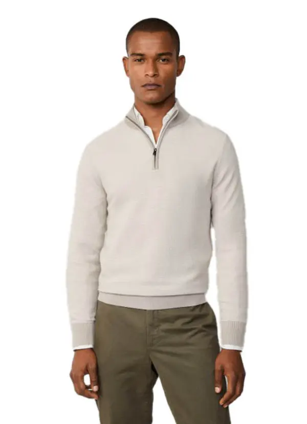 Merino Wool Honeycomb Half-zip Sweater