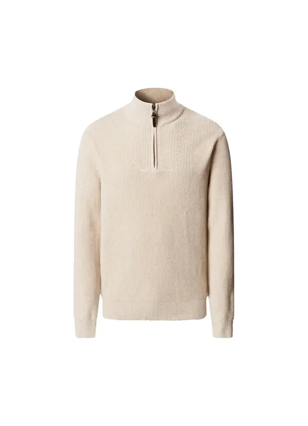 Cotton-cashmere Ribbed Quarter Zip Jumper