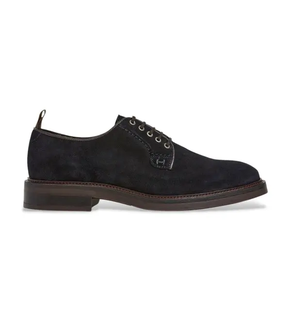Lace-Up Suede Oxfords with Rear Pull Tab