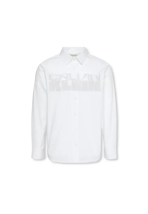Logo Printed Poplin Relaxed Fit Shirt