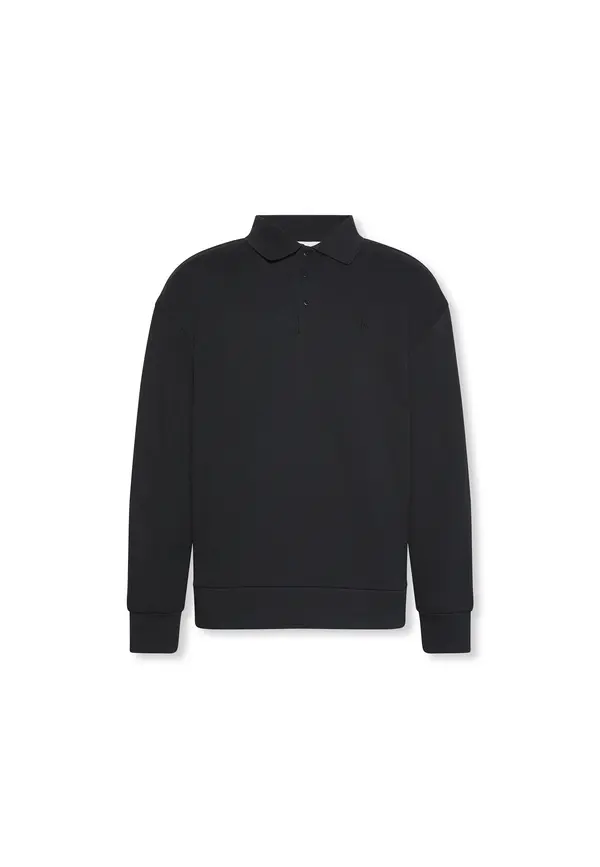 Long-Sleeve Pique Polo Sweater