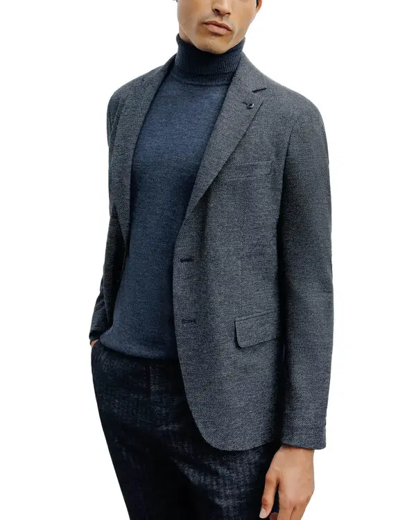 2 Buttoned Blazer Jacket with Contrasting Suede Elbow Patch