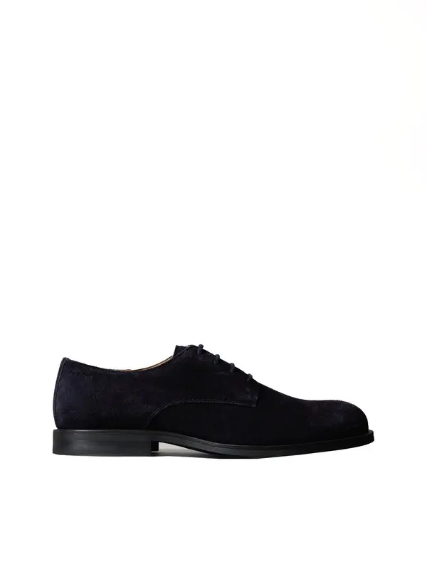 Suede Cushioned Derby Lace-Up Shoes