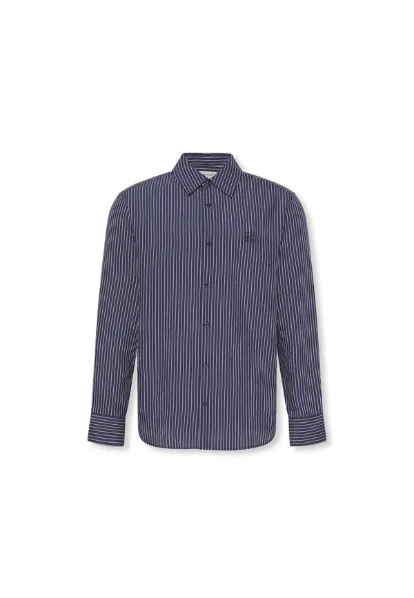 Stripe Viscose Blend Relaxed Button-Down Shirt Image