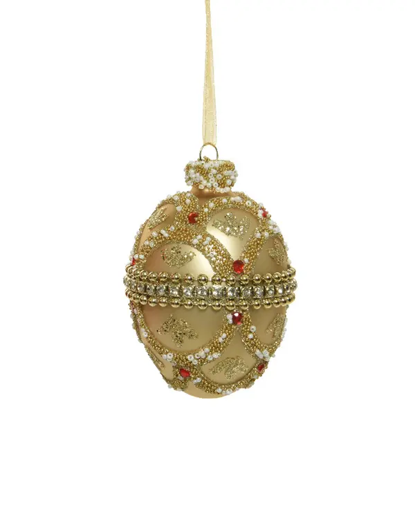 Egg glass matt belt w diamond,glitter,beads,gems GOLD Image