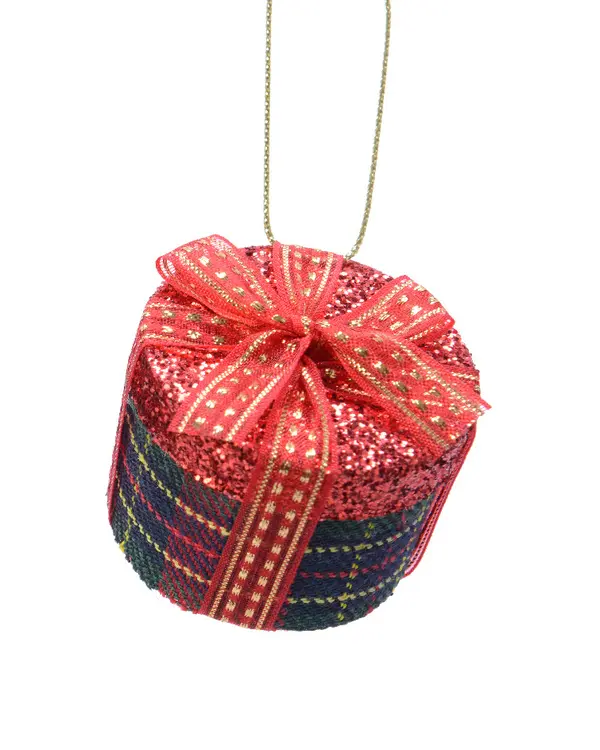 Hanging Ornament git box with glitter ROUND Image
