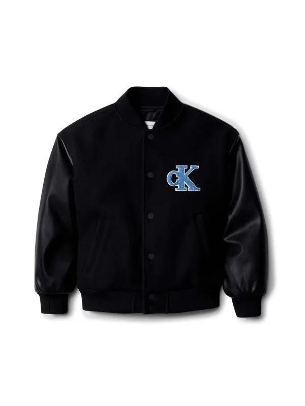 Varsity Jacket with Leather Sleeves Image
