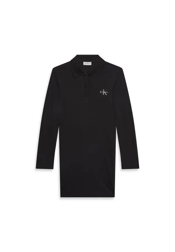 Slim Ribbed Cotton Polo Dress