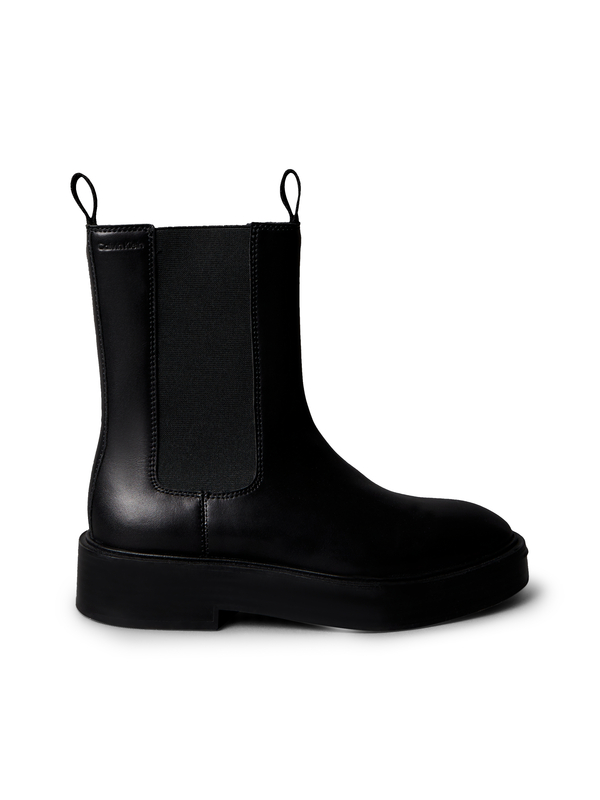 Leather Stacked Heel Chelsea Boots