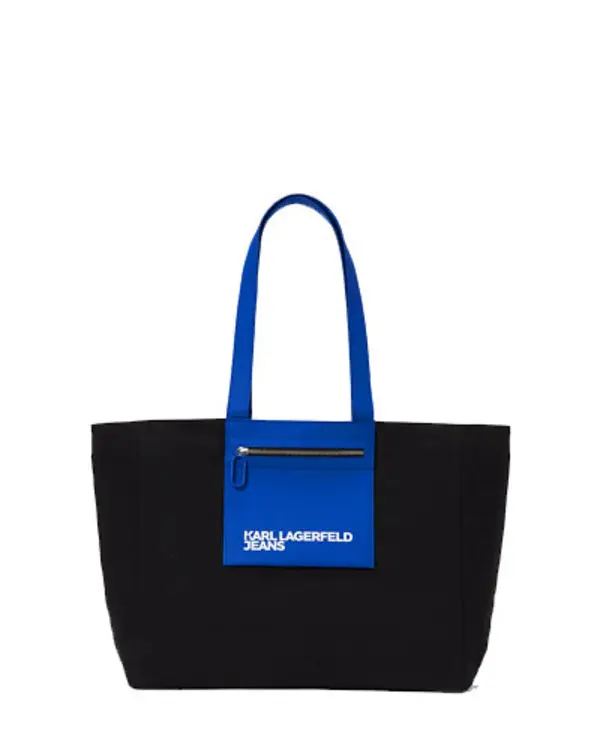 Contrast Pocket Canvas Tote Bag