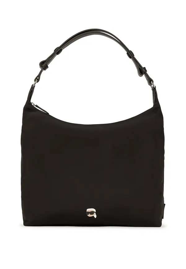 Slouchy Nylon Hobo Bag with Signature Hardware