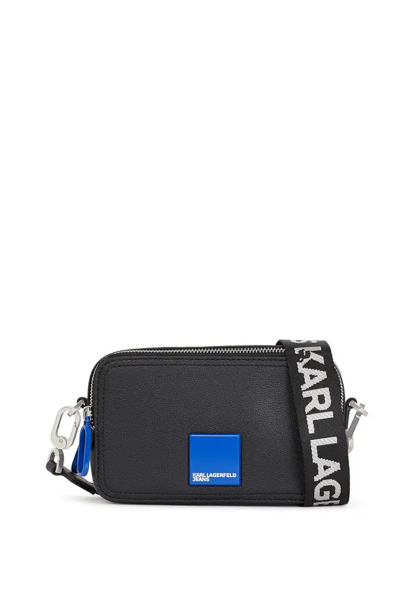 Leather Camera Crossbody Bag with Logo Strap