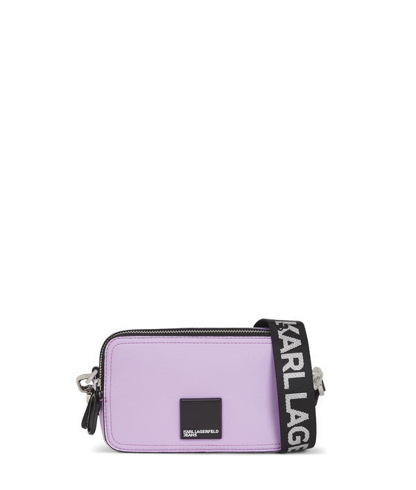 Leather Camera Crossbody Bag with Logo Strap