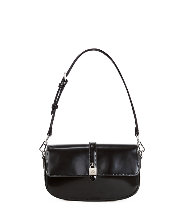 Soft-shiny Leather Padlock Shoulder Bag