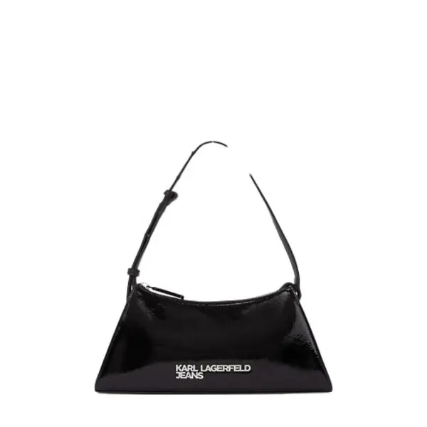 Glossy Leather Trapezoid Shoulder Bag