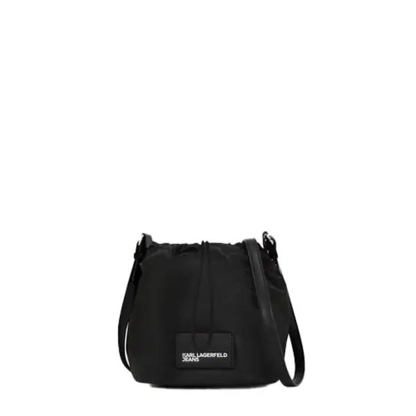 Nylon Bucket Bag with Logo Patch