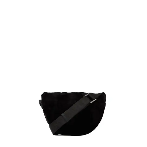 Faux Fur Crossbody Bag with Logo Strap