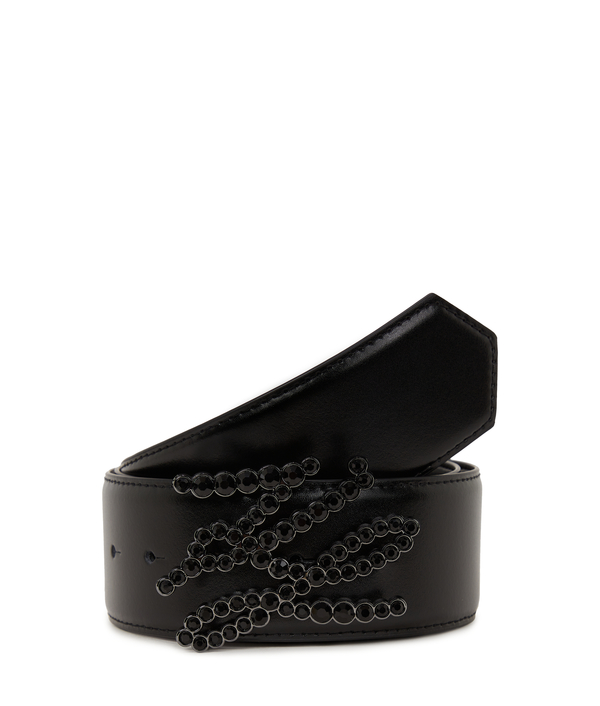 K/Autograph Rhinestone Embellishment Leather Belt