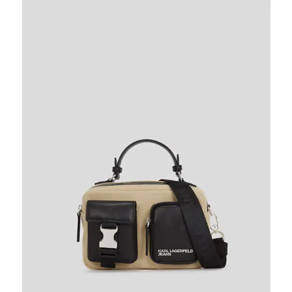 Two-Tone Utility Box Crossbody Bags with Top Handle